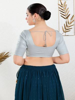 Polyester Padded Front Open Elbow Sleeves Blouse 5