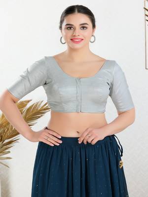 Polyester Padded Front Open Elbow Sleeves Blouse 1