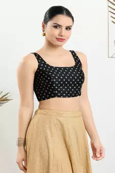 Art Silk Padded Back Open Sleeveless Blouse