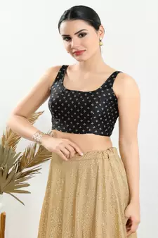 Art Silk Padded Back Open Sleeveless Blouse