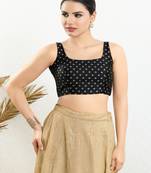 Art Silk Padded Back Open Sleeveless Blouse