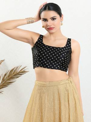 Art Silk Padded Back Open Sleeveless Blouse 6