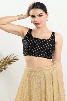 Art Silk Padded Back Open Sleeveless Blouse