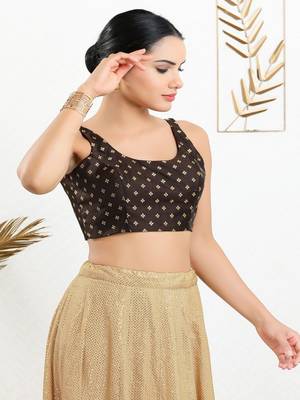 Art Silk Padded Back Open Sleeveless Blouse 3