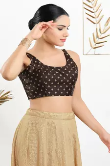 Art Silk Padded Back Open Sleeveless Blouse
