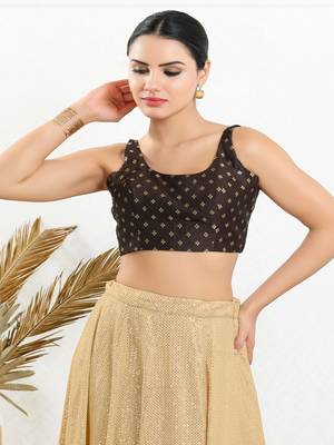 Art Silk Padded Back Open Sleeveless Blouse 4