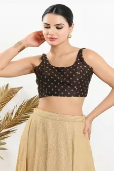 Art Silk Padded Back Open Sleeveless Blouse