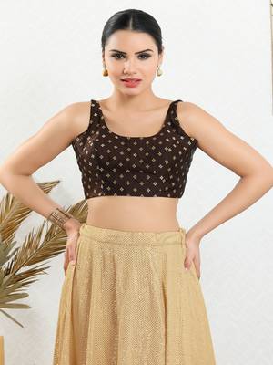 Art Silk Padded Back Open Sleeveless Blouse 1
