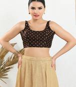 Art Silk Padded Back Open Sleeveless Blouse