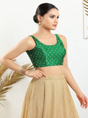 Art Silk Padded Back Open Sleeveless Blouse 3