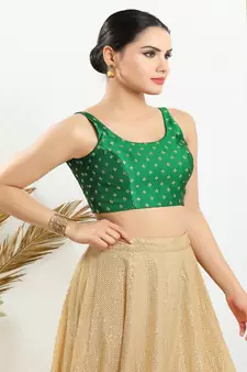 Art Silk Padded Back Open Sleeveless Blouse