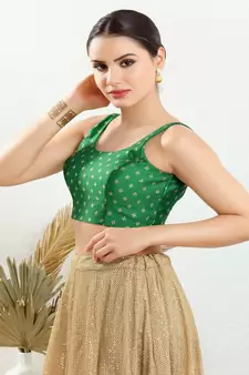 Art Silk Padded Back Open Sleeveless Blouse