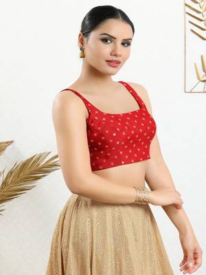 Art Silk Padded Back Open Sleeveless Blouse 3
