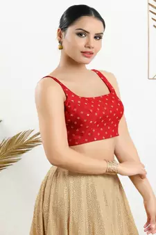 Art Silk Padded Back Open Sleeveless Blouse