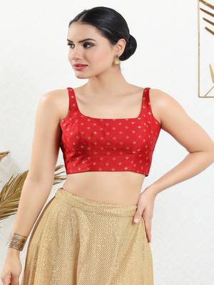 Art Silk Padded Back Open Sleeveless Blouse 1
