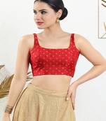 Art Silk Padded Back Open Sleeveless Blouse