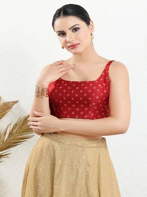Art Silk Padded Back Open Sleeveless Blouse 4