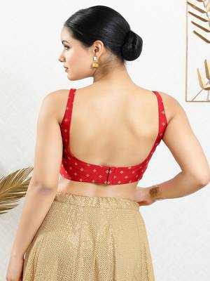 Art Silk Padded Back Open Sleeveless Blouse 5