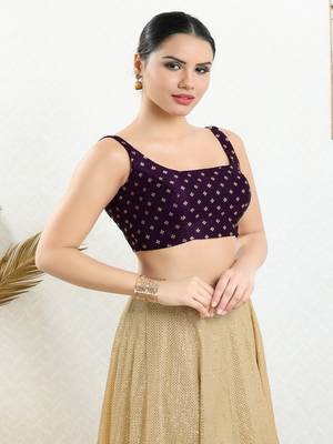 Art Silk Padded Back Open Sleeveless Blouse 3