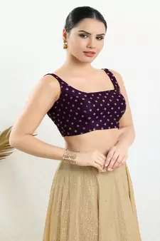 Art Silk Padded Back Open Sleeveless Blouse
