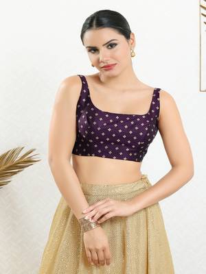 Art Silk Padded Back Open Sleeveless Blouse 1