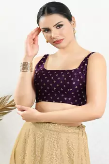 Art Silk Padded Back Open Sleeveless Blouse