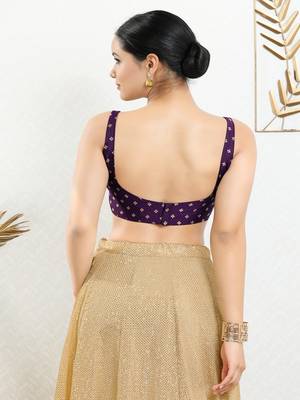 Art Silk Padded Back Open Sleeveless Blouse 5