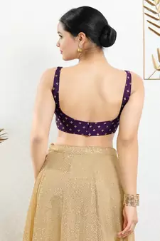 Art Silk Padded Back Open Sleeveless Blouse