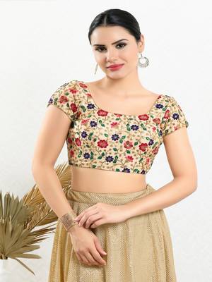 Art Silk Padded Back Open Short sleeves Blouse 1