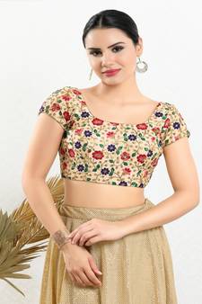 Art Silk Padded Back Open Short sleeves Blouse