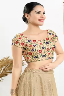Art Silk Padded Back Open Short sleeves Blouse