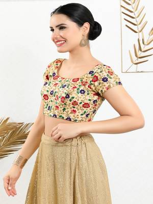 Art Silk Padded Back Open Short sleeves Blouse 4