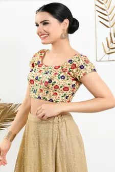 Art Silk Padded Back Open Short sleeves Blouse