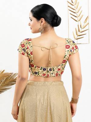 Art Silk Padded Back Open Short sleeves Blouse 5