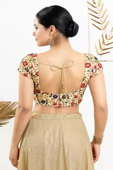 Art Silk Padded Back Open Short sleeves Blouse