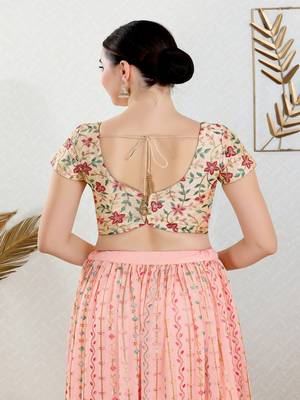 Art Silk Padded Back Open Short sleeves Blouse 4