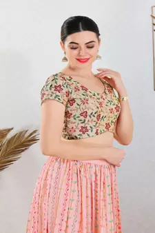 Art Silk Padded Back Open Short sleeves Blouse