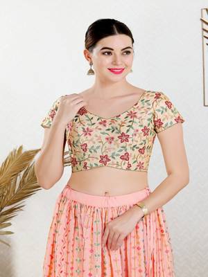Art Silk Padded Back Open Short sleeves Blouse 1