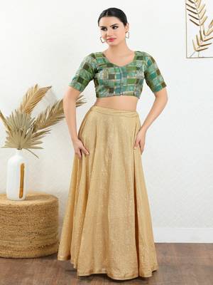 Jacquard Padded Front Open Elbow Sleeves Blouse 2