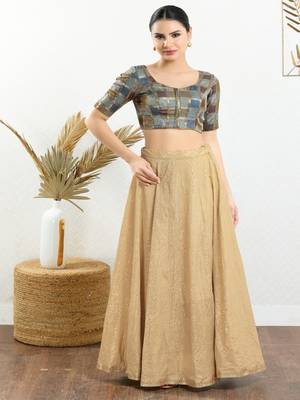 Jacquard Padded Front Open Elbow Sleeves Blouse 2