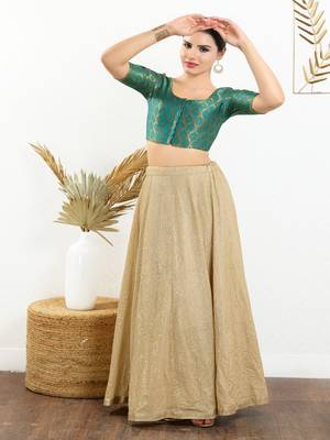 Jacquard Padded Front Open Elbow Sleeves Blouse 2