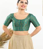 Jacquard Padded Front Open Elbow Sleeves Blouse