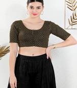 Art Silk Padded Front Open Elbow Sleeves Blouse