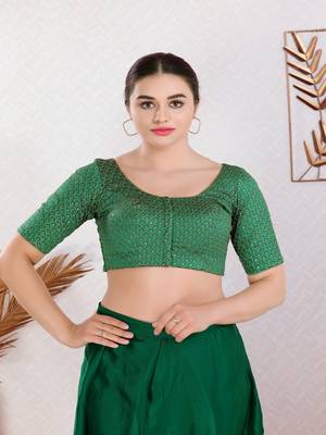 Art Silk Padded Front Open Elbow Sleeves Blouse 1