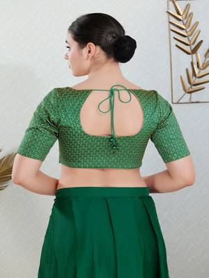 Art Silk Padded Front Open Elbow Sleeves Blouse 5