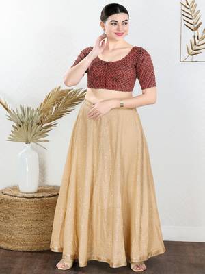 Art Silk Padded Front Open Elbow Sleeves Blouse 2
