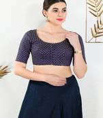 Art Silk Padded Front Open Elbow Sleeves Blouse