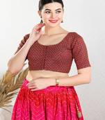 Art Silk Padded Front Open Elbow Sleeves Blouse