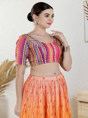 Art Silk Padded Front Open Elbow Sleeves Blouse 3