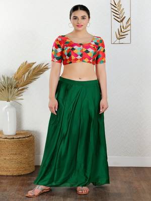 Art Silk Padded Front Open Elbow Sleeves Blouse 2